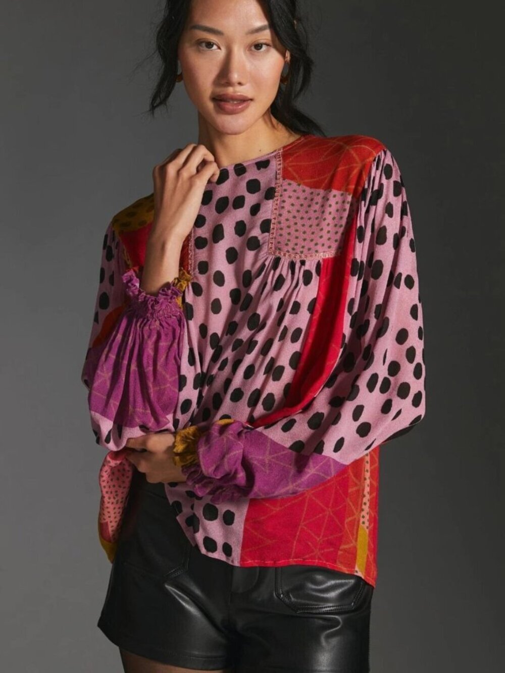 Anthropologie Bl-nk Blank London Miranda Peasant Long Sleeve Blouse 8559